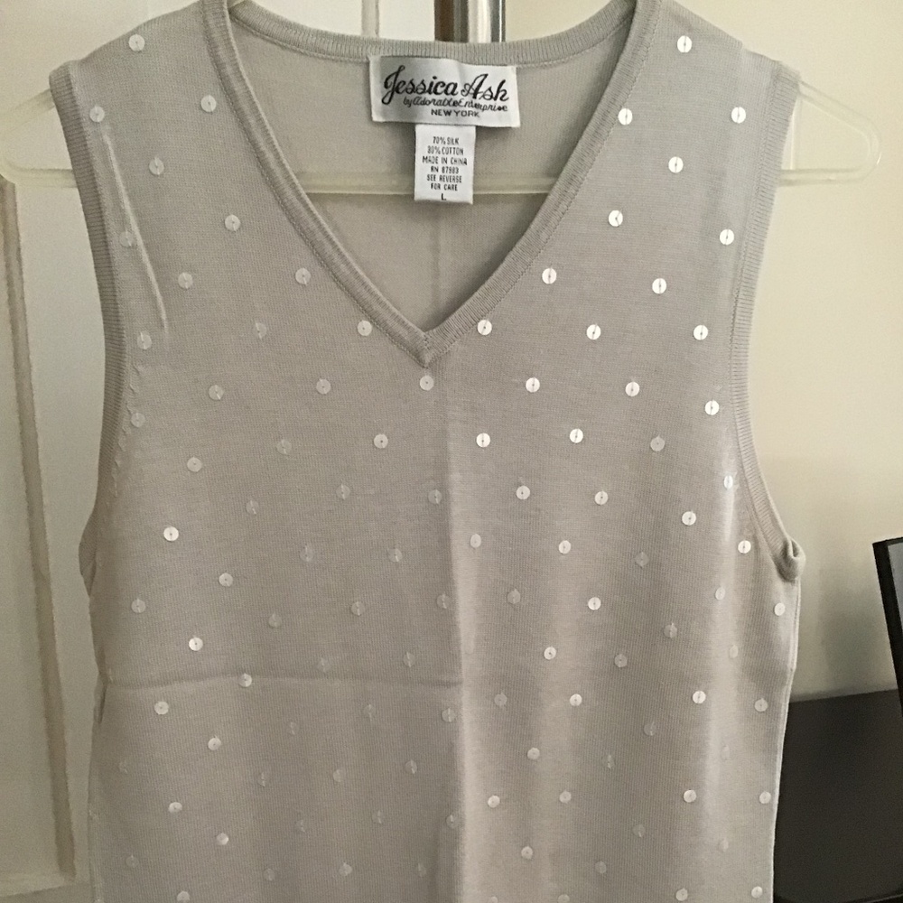 Jessica Ash knit top, size L color light gray